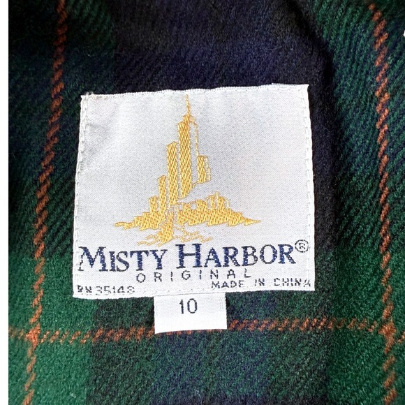 VTG Misty Harbor Original Trench Coat Women 10 Beige Plaid Lined Double Breasted - Picture 6 of 11